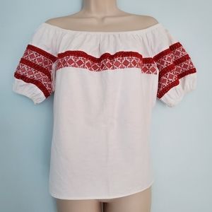 Vintage 70s Mexican Embroidered Peasant Blouse